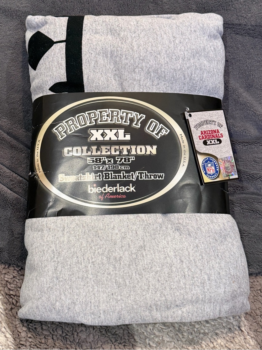 NFL Arizona Cardinals Gray & Black Sweatshirt Blanket/Throw